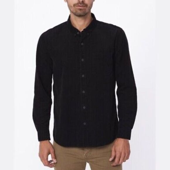 PAIGE Men's Black Corduroy Button-Up Shirt men’s size medium - Picture 1 of 5